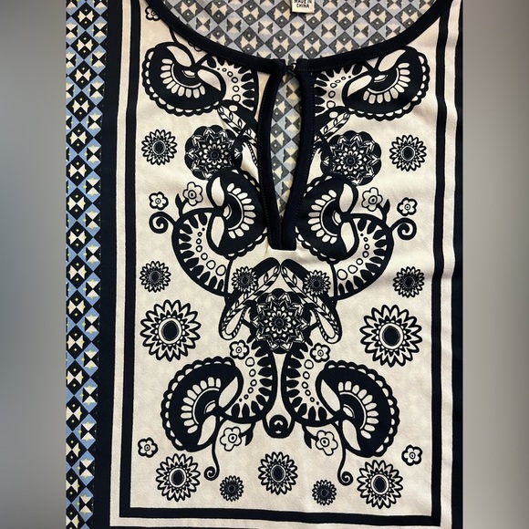 Studio M Black Blue and White Patterned Dress Women’s Size Medium - Picture 5 of 15